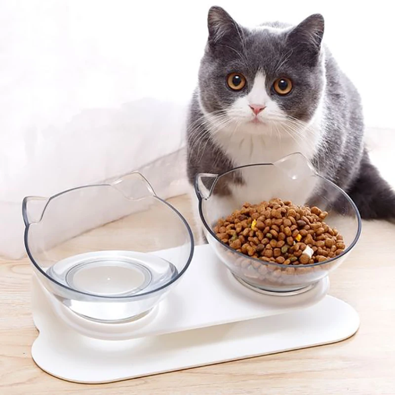 Double Cat Bowl Elevated Non-slip Water Food Feeder With Inclination Stand For Small Dogs Cats Pet 1005005757882988