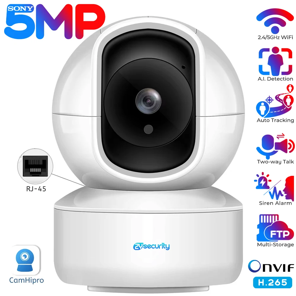 5MP Indoor Security Camera Human Detect Auto Tracking Wifi PTZ IP Camera Smart Home Protection 1005005764975121