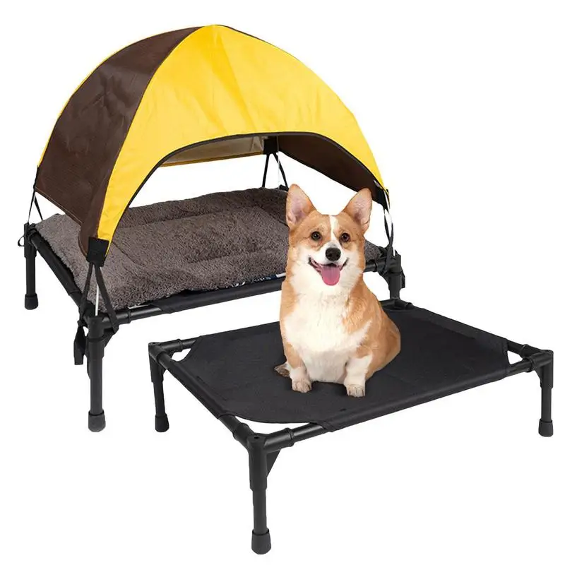 Outdoor Elevated Dog Bed Foldable Raised Pet Cot With Removable Canopy Shade Tent Breathable Dog 1005005771120374