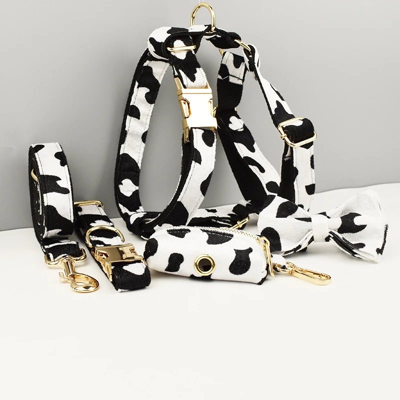 Designer Personalized Luxury Tactical Dog Collars Cow Print Pet Set Dog Harness And Leash Set 1005005776867743
