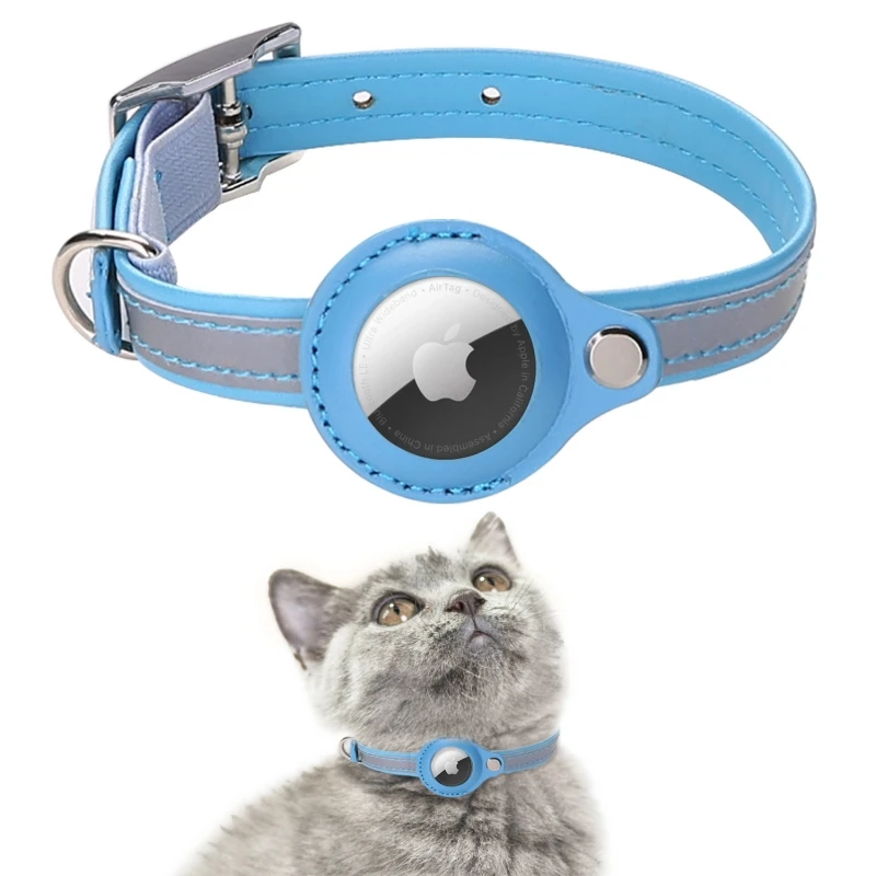 Adjustable Leather Pet Collar for Apple Airtag, Location Tracker, Dog, Cat, Anti-lost 1005005785766146