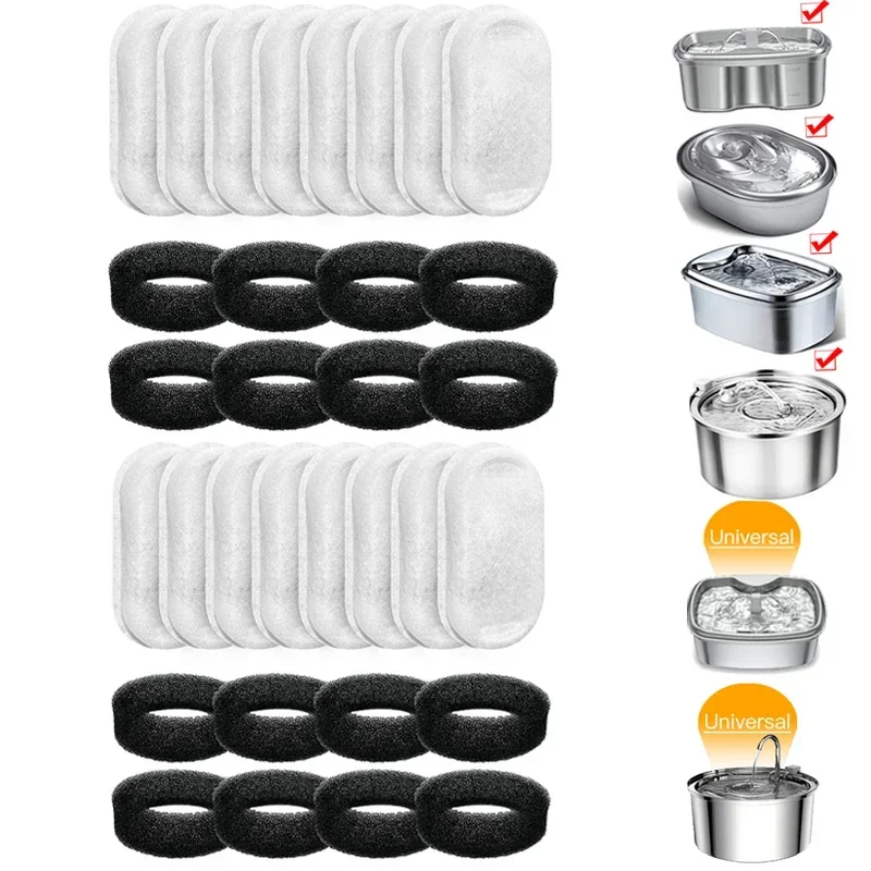 16 Sets Cat Water Fountain Filters for 108Oz/3.2L and 67Oz/2L Adjustable Water Flow Pet Water 1005005850283313