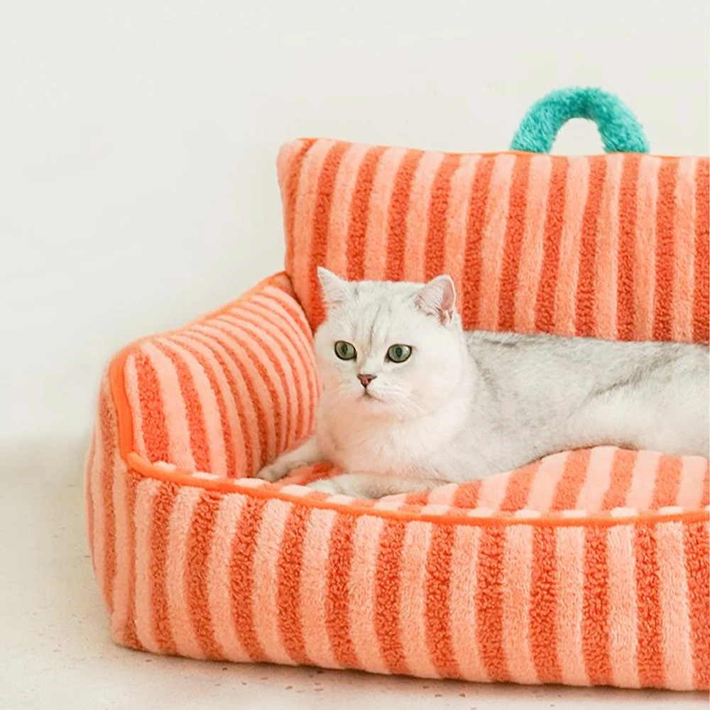 Cats Bed Stripe Bed Sofa Cushions Plush Houses and Habitats Puppy Pet Kitten Accessories Goods Mat 1005005854081355