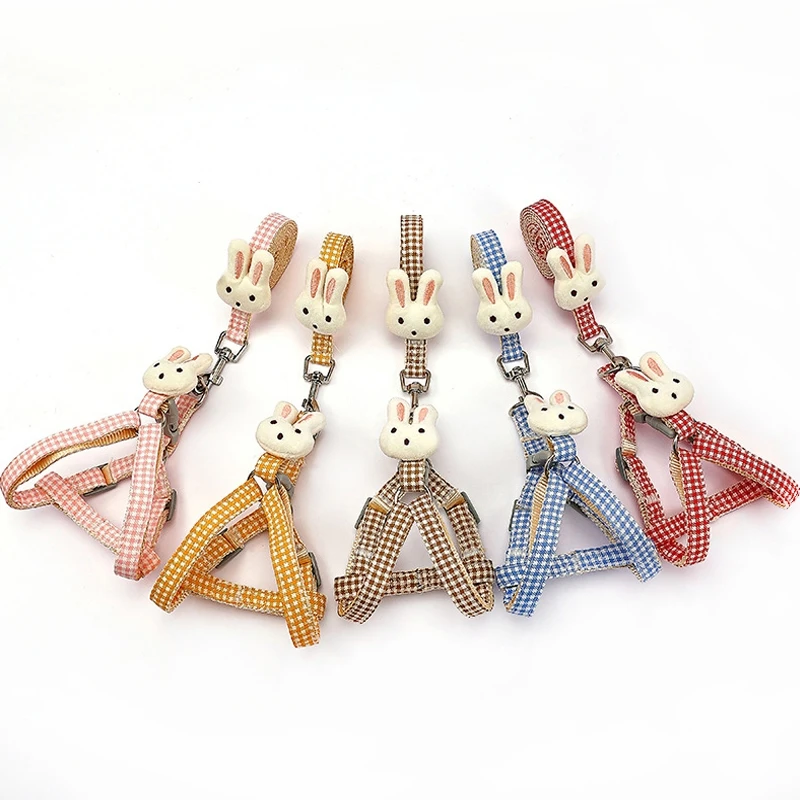 Dog Harness For Small Dogs Cats Adjustable Kitten Collar Pet Harness With Leash Set Plaid Chest 1005005862825666