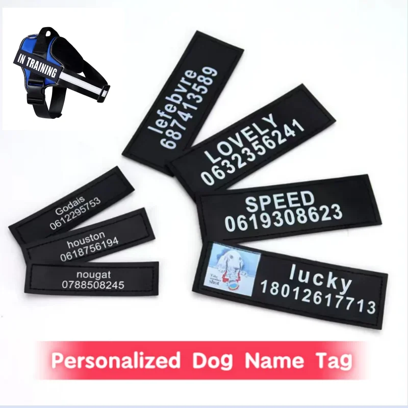 2 PCS Personalized Dog Name Tag Reflective Pet Harness Collar ID Label Stickers Custom text Paw 1005005884896320
