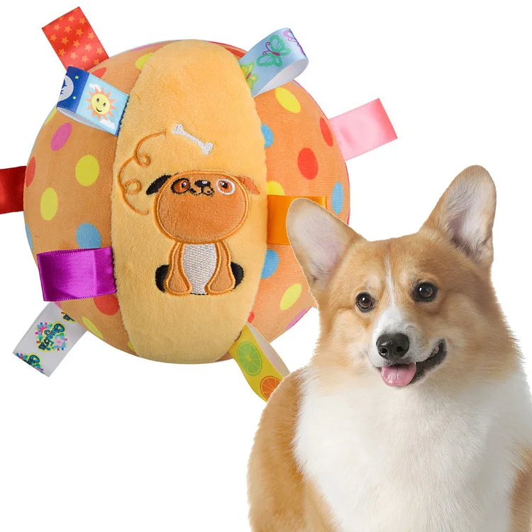 Plush Dog Vocal Toy Ball Funny Interactive Pet Toys with Bells Cleaning Tooth Chew Toy For Small 1005005926623590