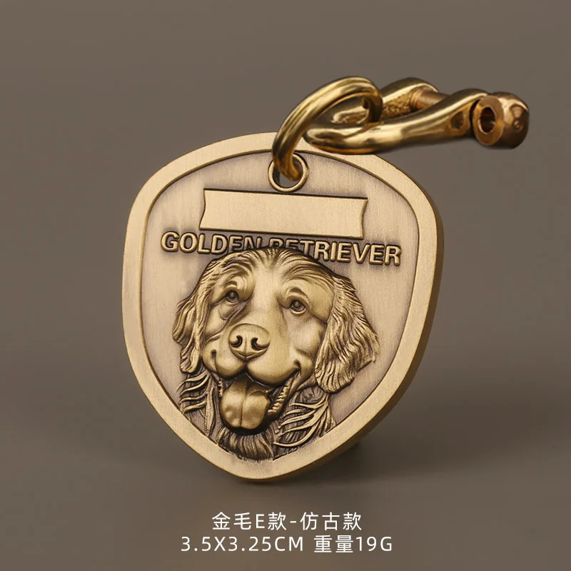 Shield Shape Customized Dog ID Tag Brass Embossed Letters Prevent Pet Loss Card Personalized Pet 1005005929589717