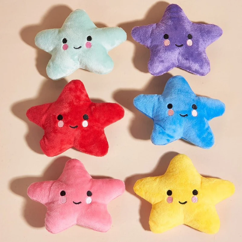 6PCS/pack Puppy Dog Plush Pentagram Squeaky Toys for Small Medium Dogs Bone Aggressive Chewers for 1005005930493027