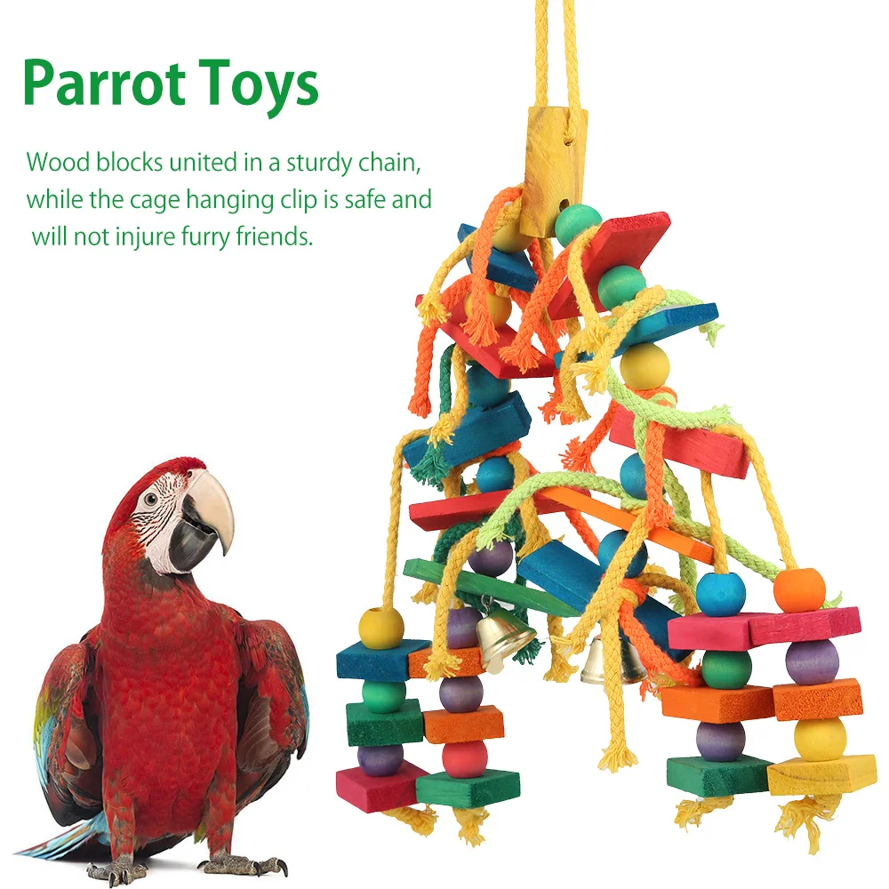Wood Parrot Bird Toys Love Bird Cage Funny Training Cotton Rope Parrot Toy Bite Resistant 1005005937893598