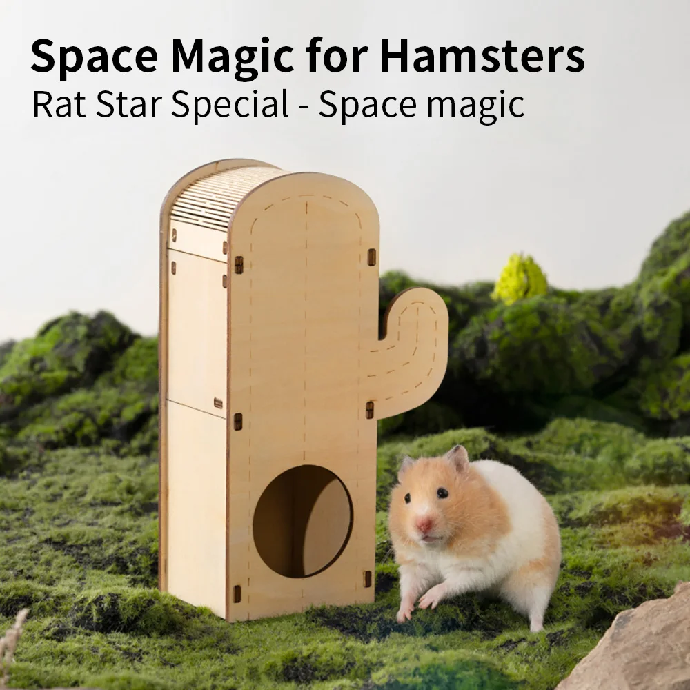 Wooden Hamster Cage for Small Pets, Cactus House, Squirrel Climbing Shelter, Rodents Hideout 1005005944528635