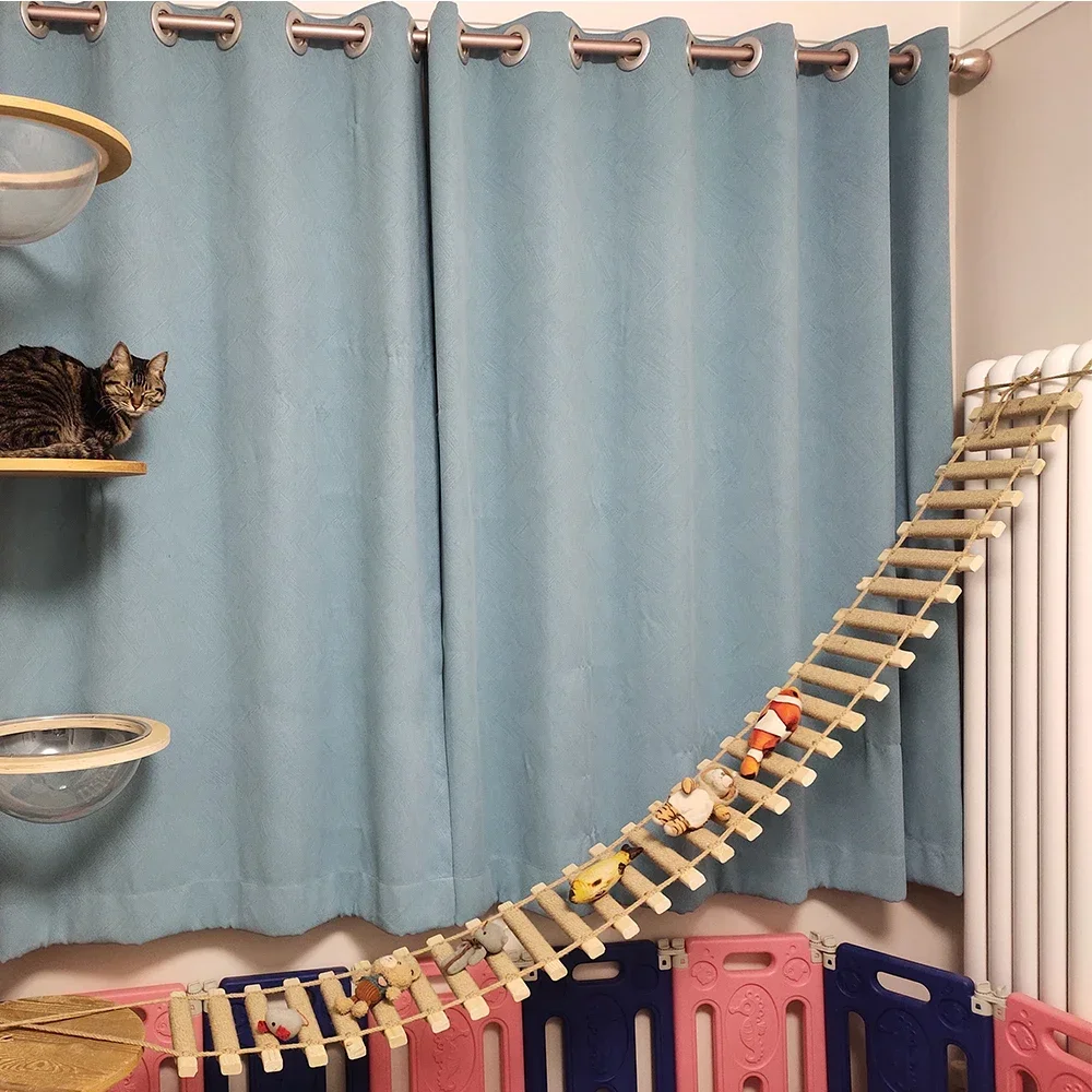 Cat Bridge for Cats Cage Sisal Wooden Rope Ladder Pet Furniture Kitten Step Scratcher Post Kitten 1005005952307028