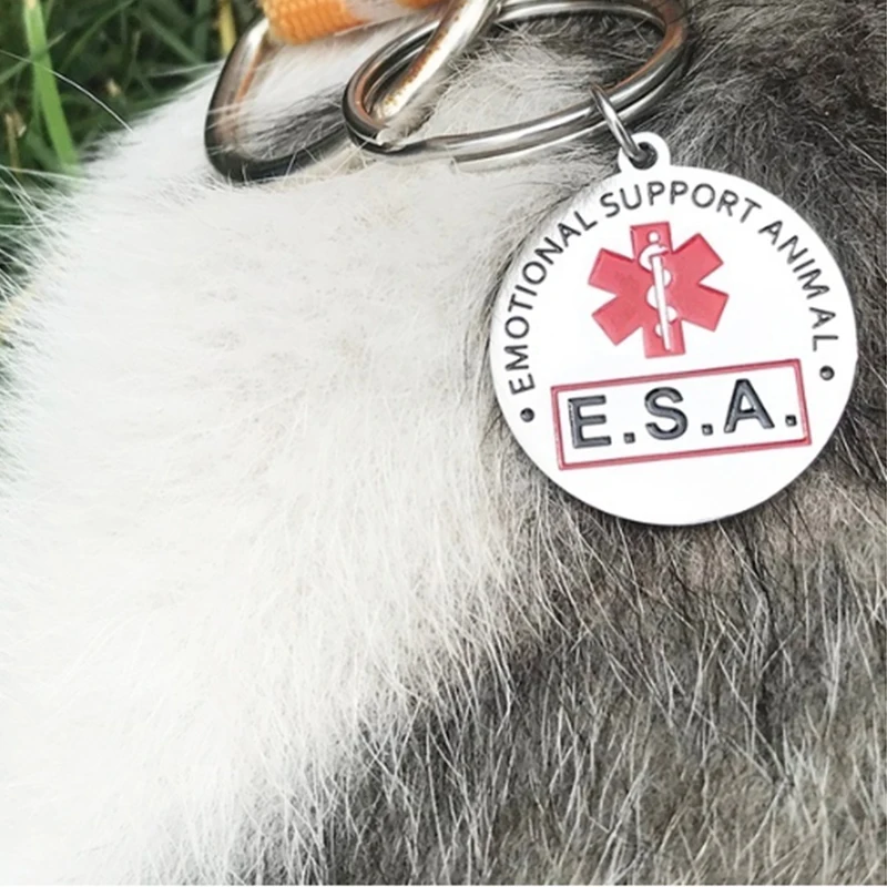 Stainless Steel ESA Emotional Support Animal Dog Tags Round Pet Tag Medical Assistance Pendants 1005005958911040
