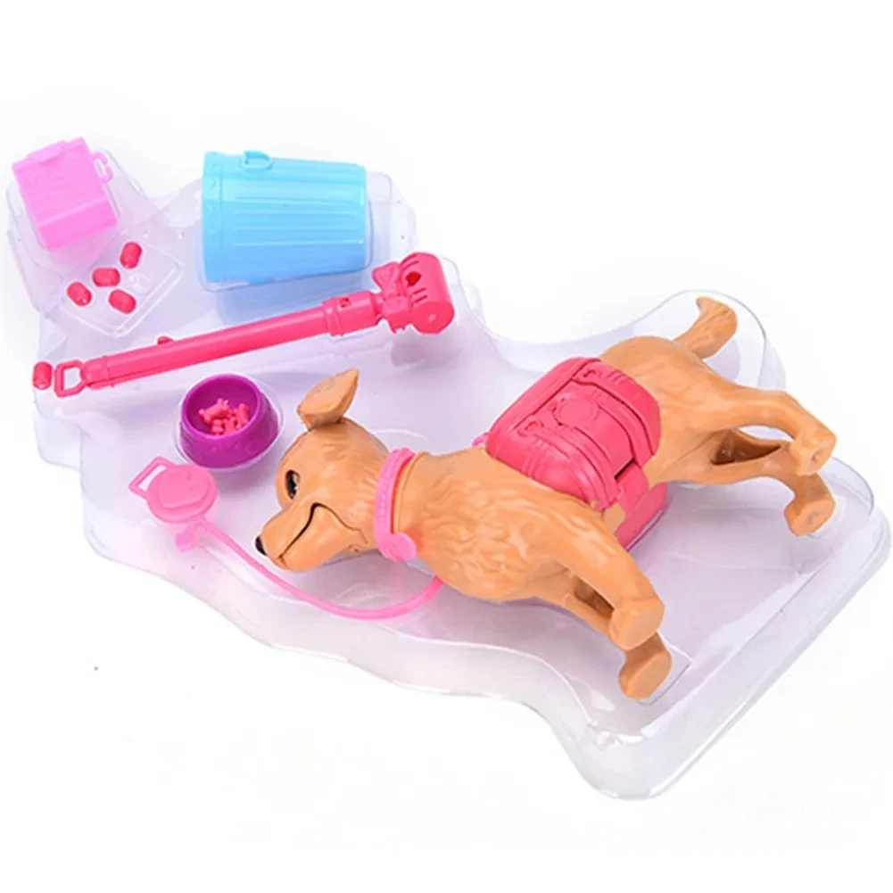 1 Set 1:6 Doll House Accessories Mini Plastic Dog + Pet Equipment Outdoor Combination for Doll Set 1005005961619402