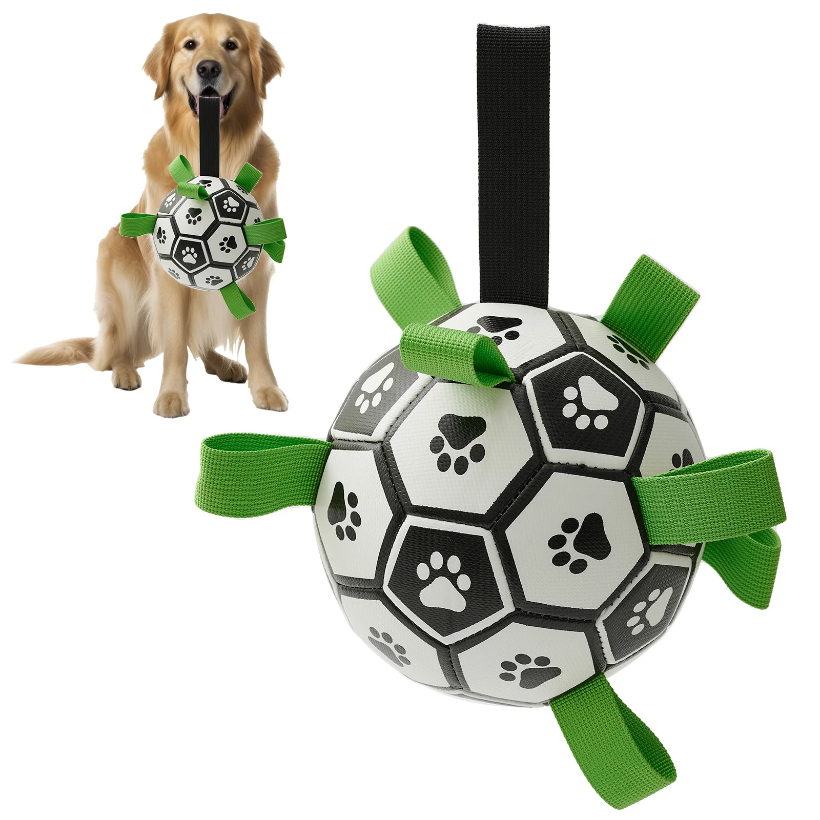 Dog Toys Soccer Ball with Straps Interactive Dog Toy for Tug of War Puppy Birthday Gifts Toy 1005005962959538