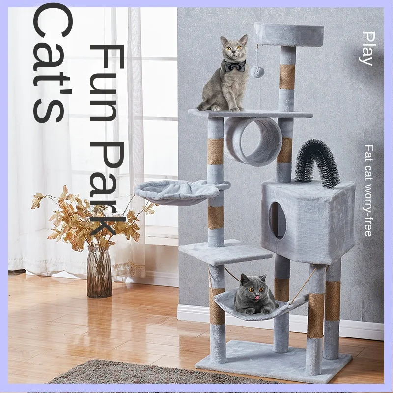 Large Cat Tree Tower with Multiple Hamocks, Scratch Tower, Villa Training Aids, Furniture 1005005964558644