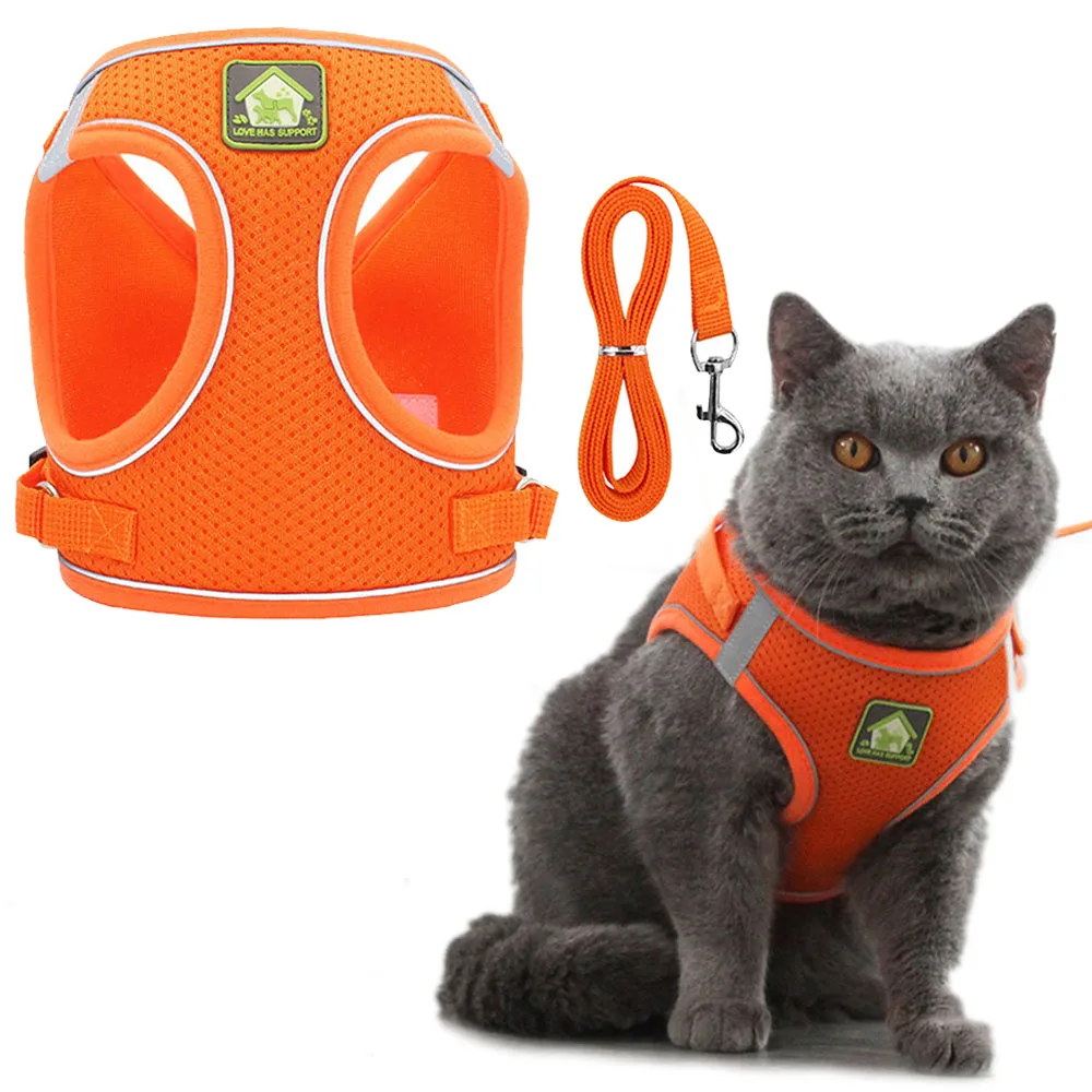 Breathable Cat Harness with Leash Anti-Escape Cat Vest Harness Collar for Kitten Pet Accessories 1005005967423025