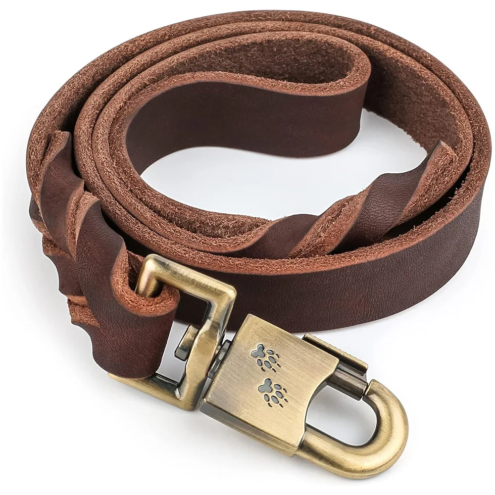 Genuine Leather Dog Leash 3/4/5 ft x 1 inch Soft and Strong Leather Leash for Large and Medium Dog 1005005969352152