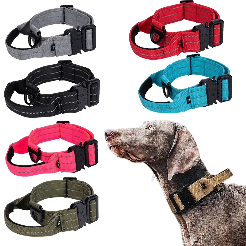 Heavy Dog Collar Tactical Collar Leash Set Adjustable Reflective Dog Training Collars for Medium 1005005977938472