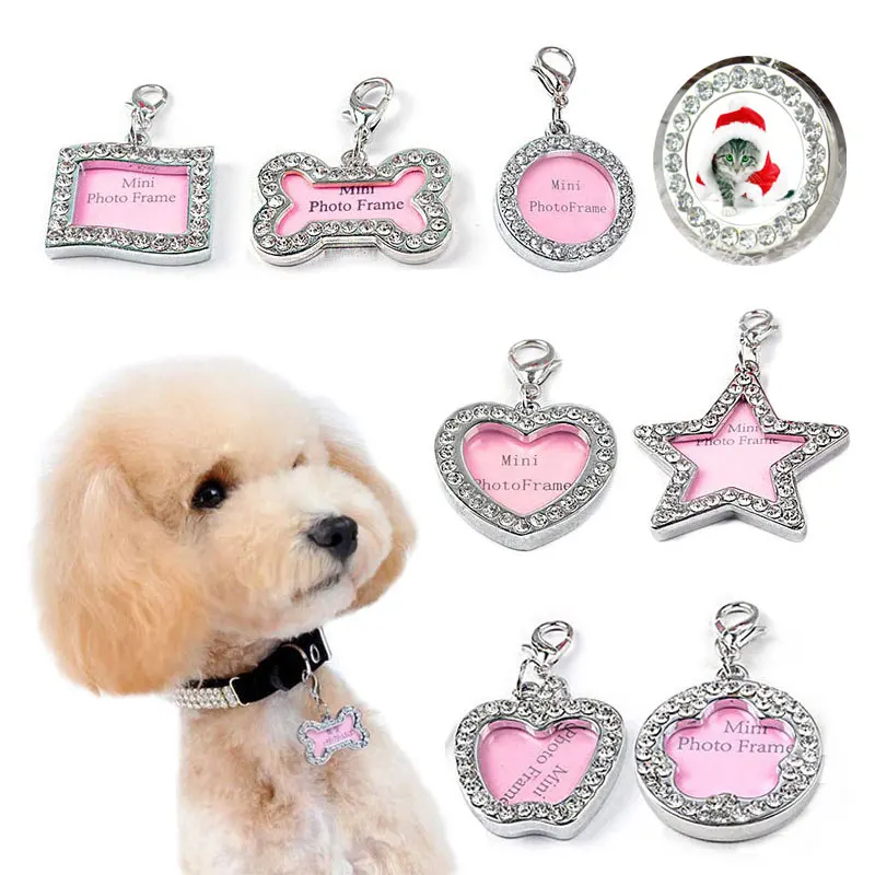 Dog ID Tag Pet Cat Collar Pendant Crystal Photo Frame Bone Heart Dog Tag Handwriting Name Phone 1005005981859047