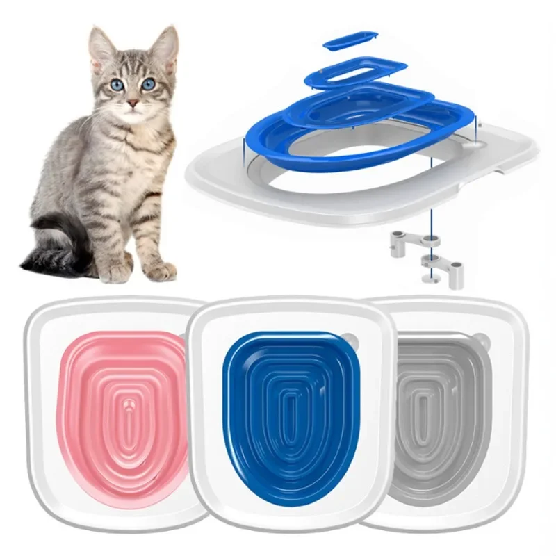 2023 Plastic Cat Toilet Training Kit Reusable Puppy Cat Litter Mat Cat Toilet Trainer Toilet Pets 1005005990772875