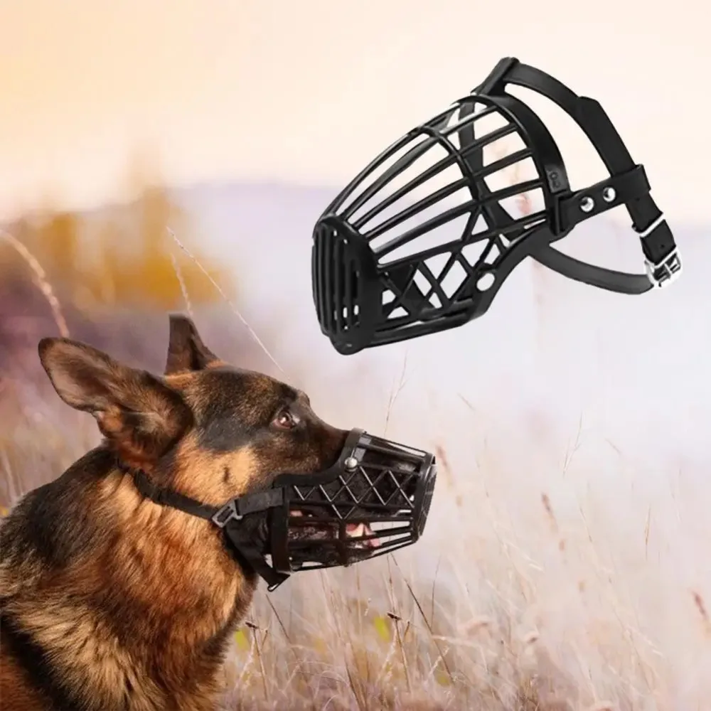 Soft Plastic and Leather Strong Dog Muzzle Basket Design Anti-biting Adjusting Straps Mask Dog 1005005992957126