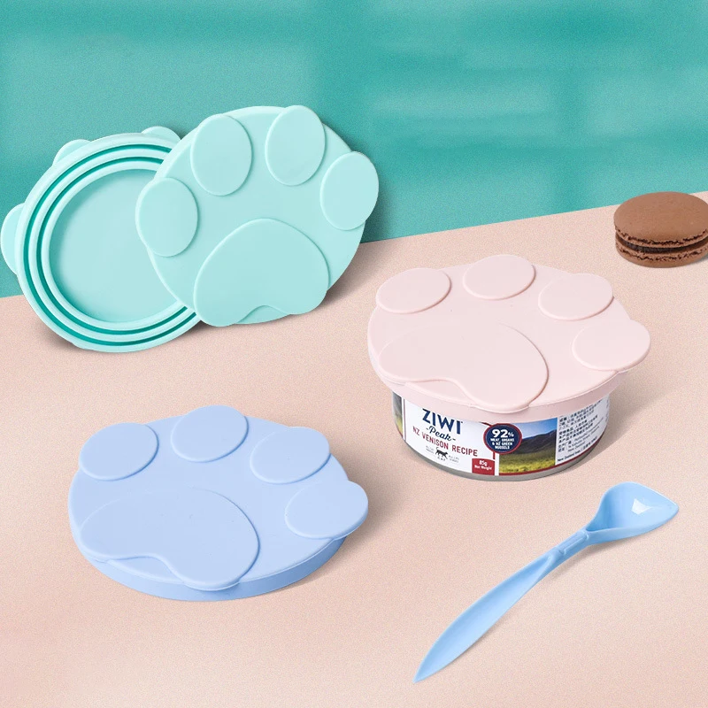 Portable Silicone Dog Cat Canned Lid 2-in-1Food Sealer Spoon Pet Food Cover Storage Fresh-keeping 1005006000701889