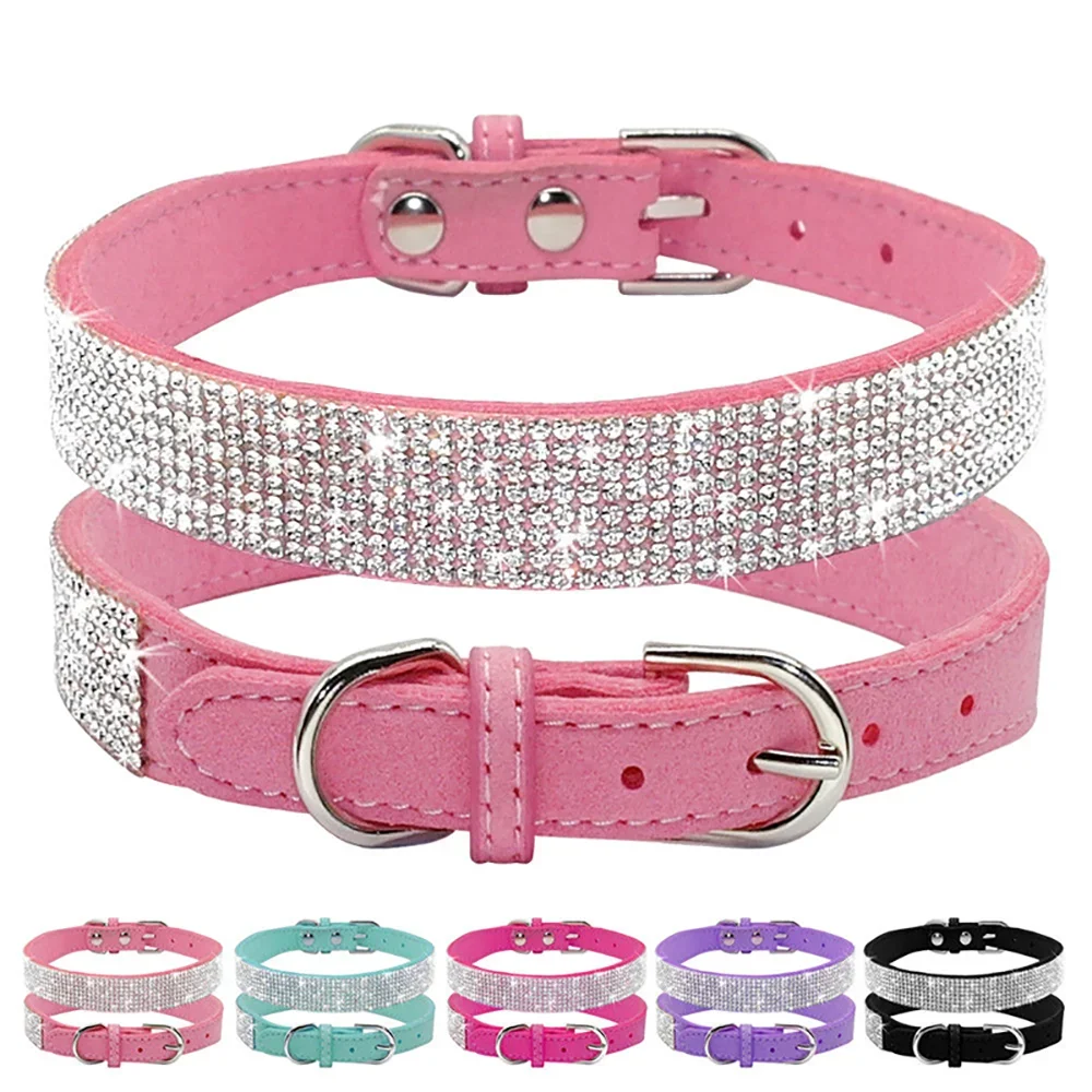 Dog Collar Crystal Glitter Rhinestone Pet Collars Zinc Alloy Buckle Collar For Small Medium Dogs 1005006023101954