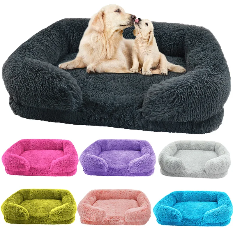 Winter Rectangular S M L XL Dog Beds Washable Plush Fluffy Dog Cat Bed Mat Pet Cushion Big Medium 1005006037909206
