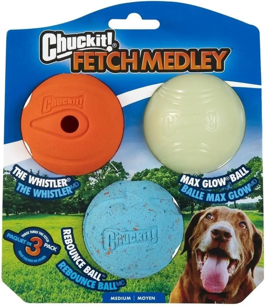 Chuckit Fetch Medley Dog Ball Dog Toys, Pack of 3 1005006040082308