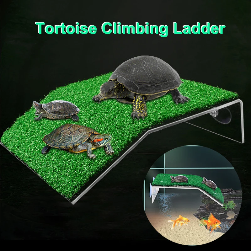 Turtle Basking Platform Turtle Habitat Simulation Lawn Ramp Turtle Dock Floating Island for Reptile 1005006045289614