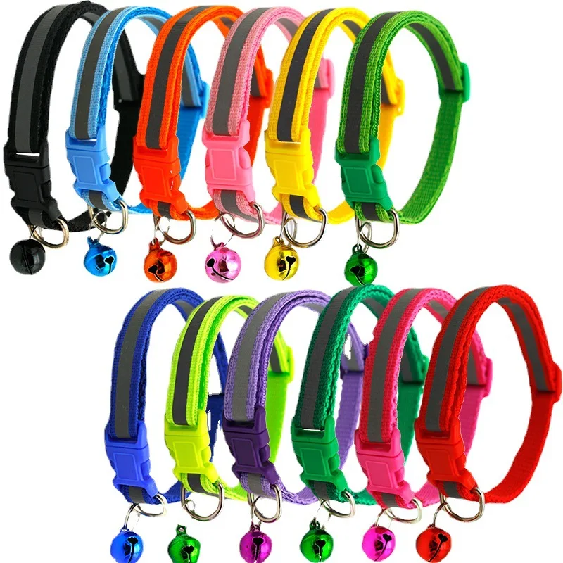 Reflective Breakaway Cat Collar Neck Ring Necklace Bell Pet Supplies Safety Elastic Adjustable 1005006046506488