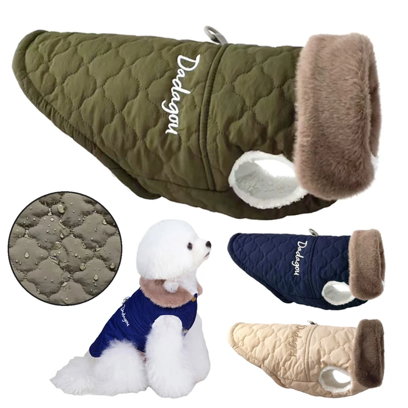 Waterproof Fur Collar Dog Jacket Winter Warm Fleece Dog Clothes for Small Dogs Puppy Pet Vest 1005006047284468