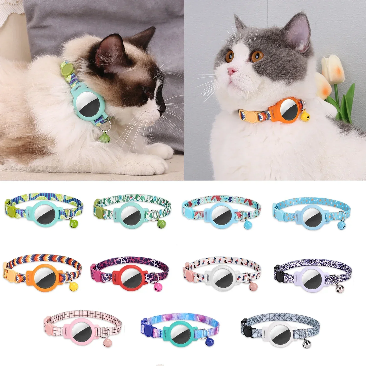 Pink Cat Collar for Airtag Silicone Pet Collar Personalized Necklace for Kitten Puppy with Bell 1005006048000921