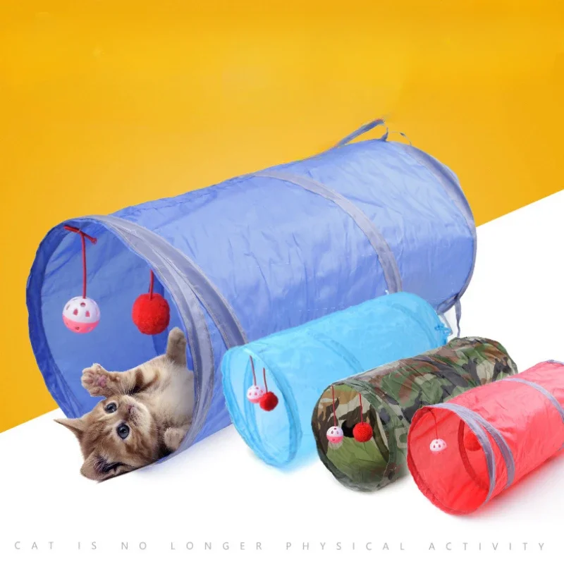 Cat Tunnel Toy Funny Pet 2 Holes Play Tubes Balls Collapsible Crinkle Kitten Toys Puppy Ferrets 1005006049320547