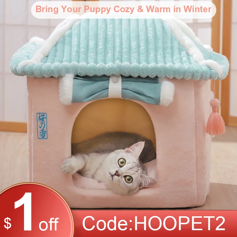Cute Fully Enclosed House for Cats, Warm Winter Pet House, Super Soft Sleeping Bed for Puppy 1005006055738928