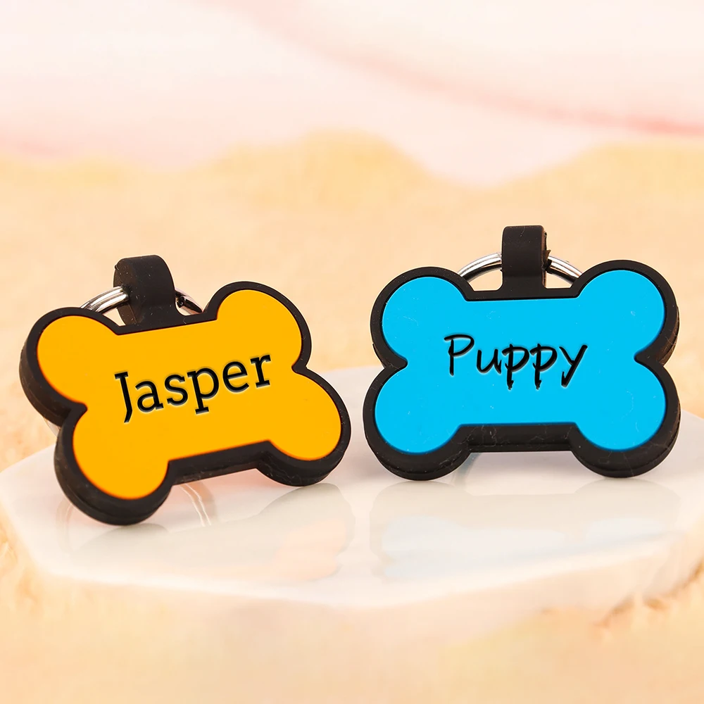 Personalized Bone Silicone Dog Tag Engraved Custom Pet Name Tags Soundless Pet ID Card Gift for 1005006057649652