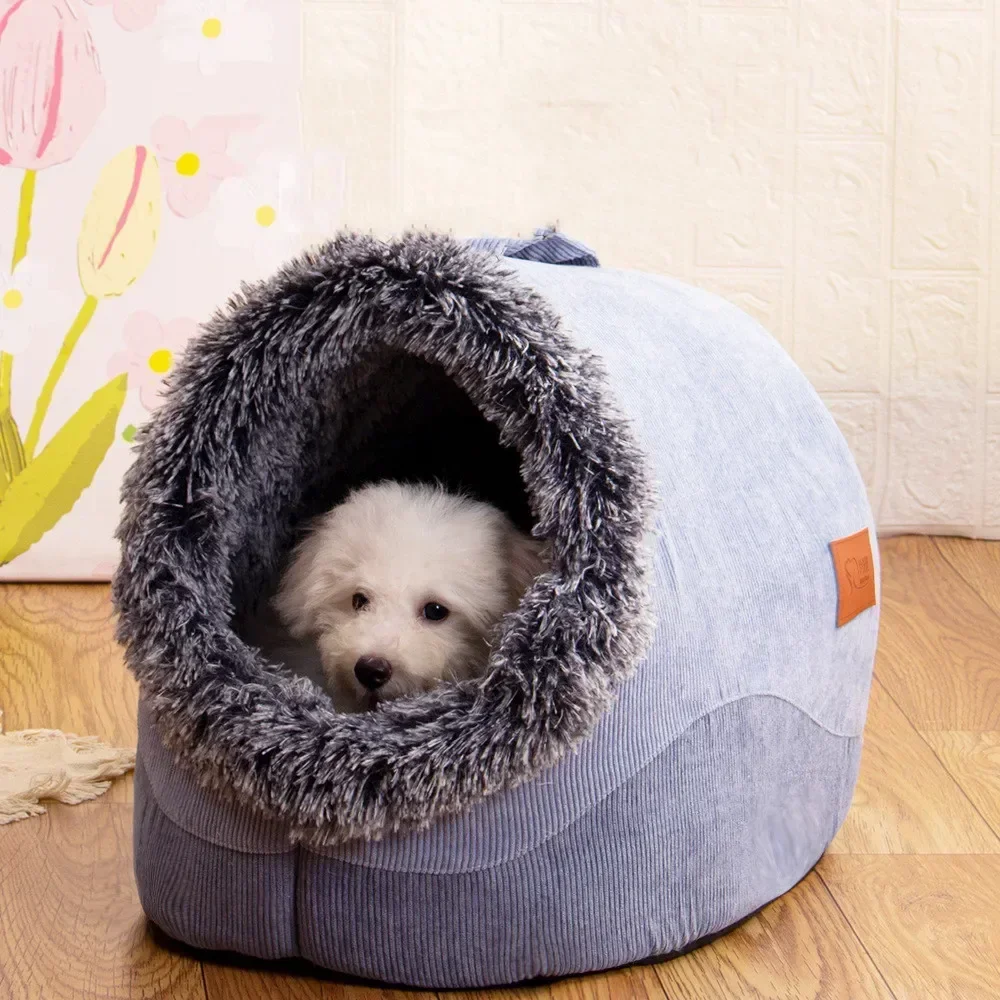 Dog/Cat Kennel Comfortable Fall and Winter Striped Long Hair Portable Nest Warm Thickened Pet 1005006060328070