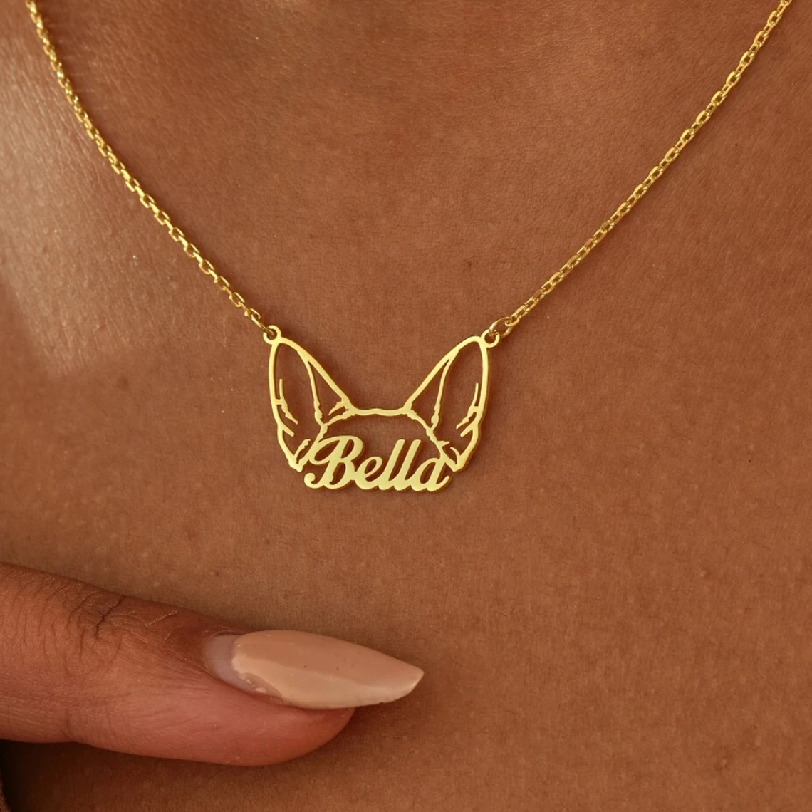 Custom Cute Pet Dog Ear Name Necklace Women Girl Child Jewelry Stainless Steel Gold Color Family 1005006061536425