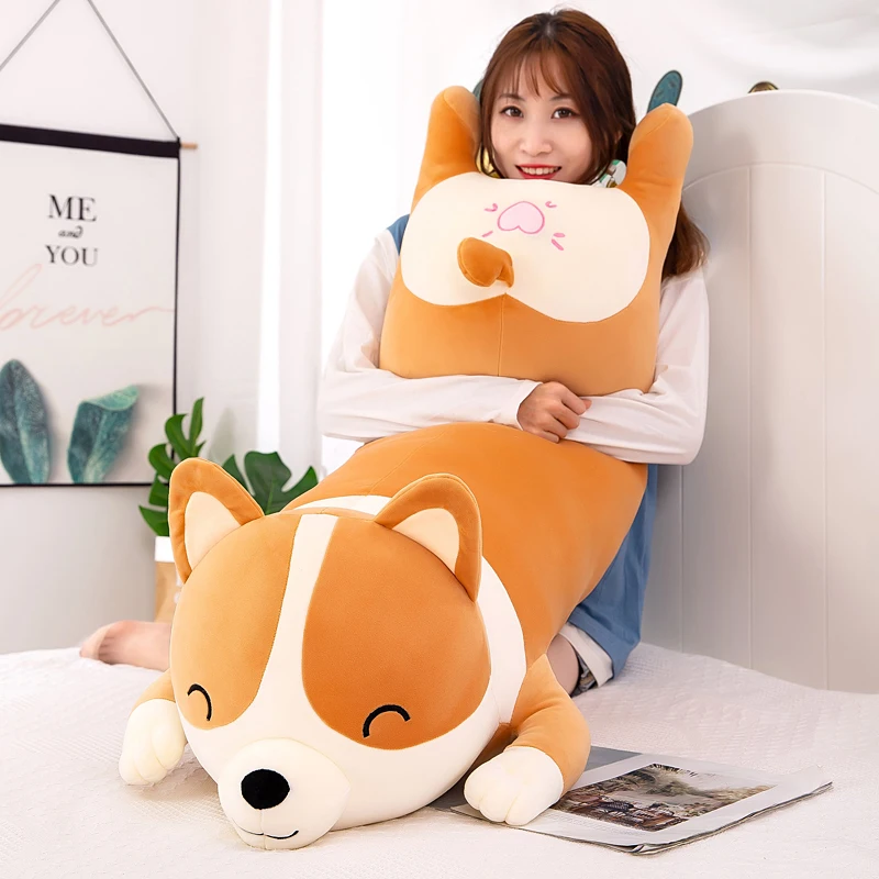 Giant Cute Corgi Dog Plush Pillows Stuffed Soft Down Cotton Animal Kids Toys Kawaii Shiba Inu Dolls 1005006067094438