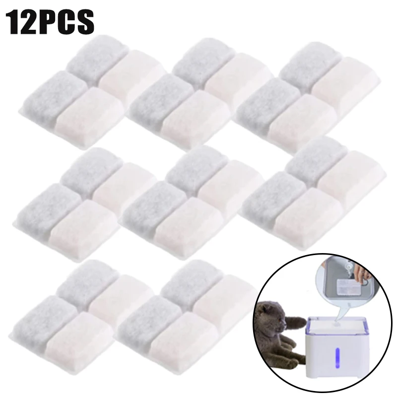 6/12PCS Cat Water Fountain Filters Pet Fountain Replacement Filters with Coconut Activated Carbon 1005006071955413