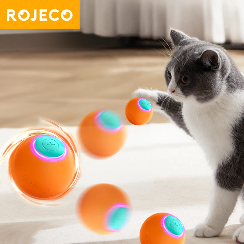ROJECO Cat Toys Smart Interactive Cat Bouncing Ball Automatic Rolling Ball Training Self-moving 1005006074602500