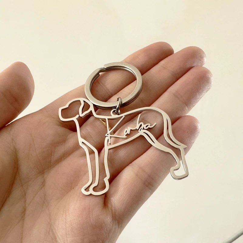 Custom Pet Name Keychains Dog Breed Silhouette Keyring Personalized Keychain for Men Memorial Gift 1005006075244110