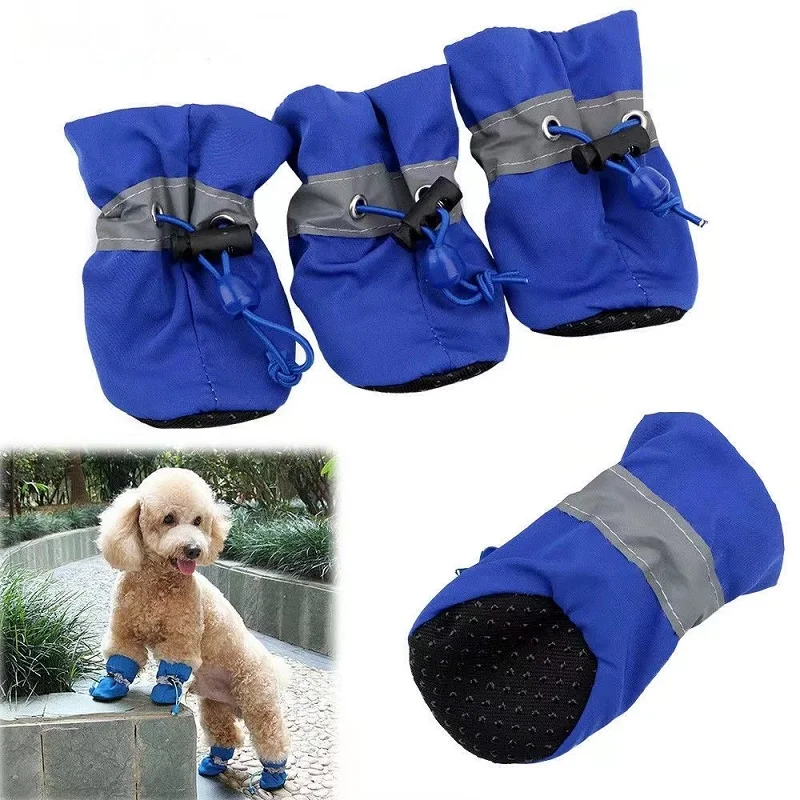 4pcs/set Waterproof Pet Dog Shoes Anti-slip Rain Boots Footwear for Small Cats Dogs Puppy Dog Pet 1005006076190987