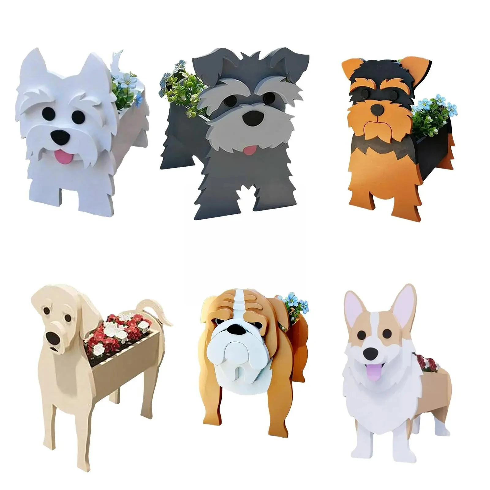 Cute Animal DIY Flower Planter PVC Pet Dog Potted Garden Yard Decoration Plant Container Holder 1005006084700777