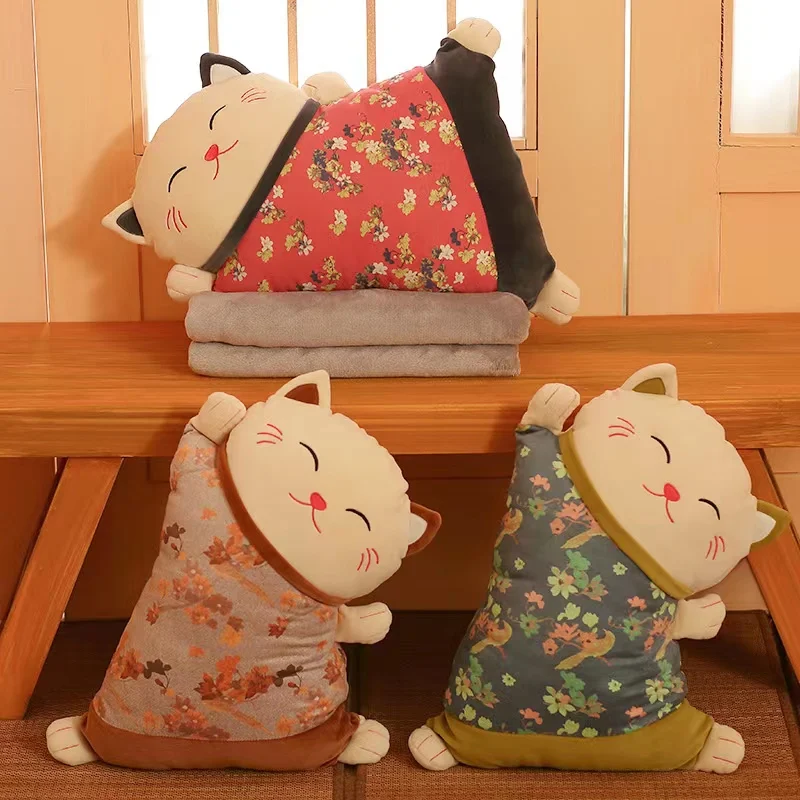 Cute Kawaii Fortune Cat Throw Pillow Blanket Dual Use Sofa Backrest Throw Pillow Office Car Seat 1005006104558229