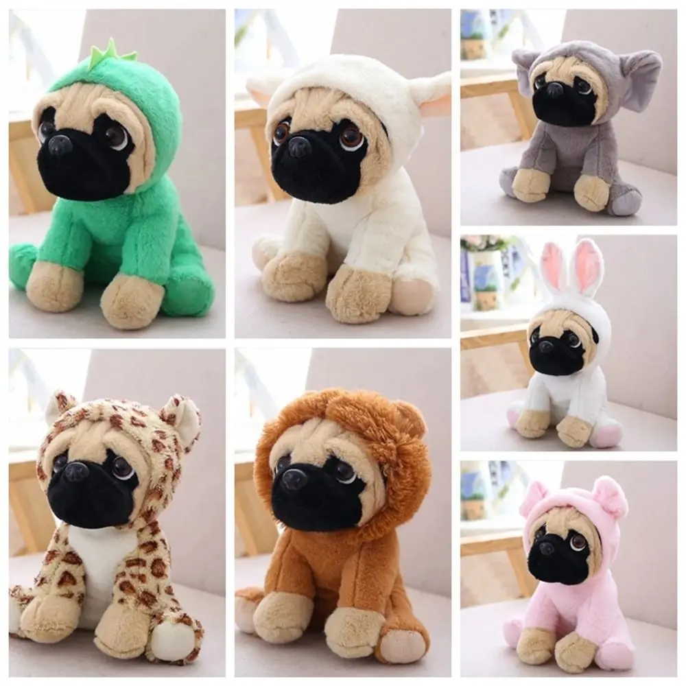 Lovely Pug Dog Plush Toys SharPei Bulldog Cosplay Dinosaur Rabbit Elephant Lion Sheep Leopard Pig 1005006105115173