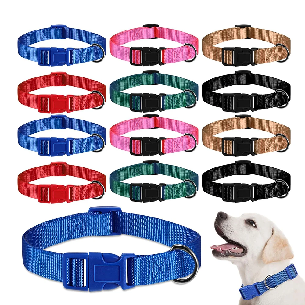 Adjustable Nylon Dog Collar Durable Basic Dog Collar for Small Large Dogs French Bulldog Safety 1005006107902300