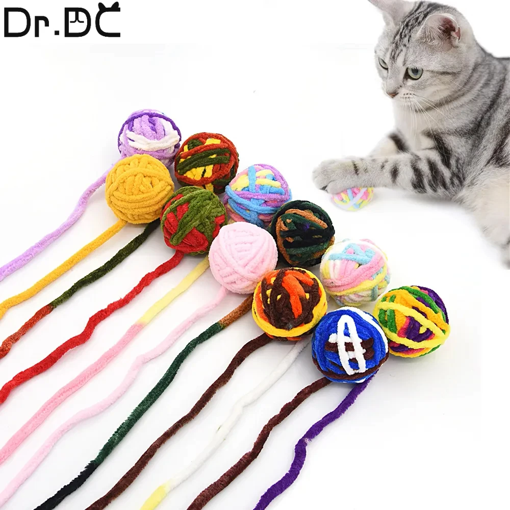 Dr.DC Pet Cat Toys Are Self Entertaining Chew and Tease Cats Toy Balls Colored Wool Dog Supplies 1005006110586862