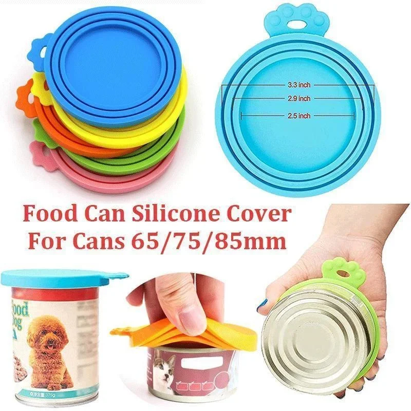 Reusable 3 In 1 Pet Food Can Silicone Cover Dogs Cats Storage Tin Cap Lid Seal Cover Pet Supplies 1005006119306014