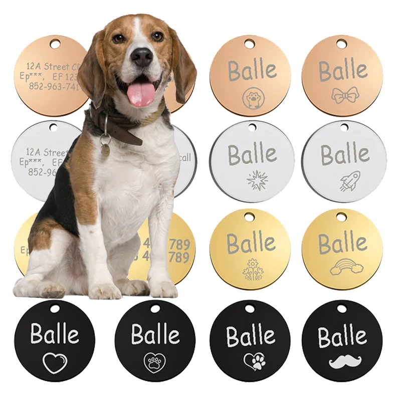 Custom Engraved Dog Cat ID Tag Pet Personalized Necklace Name Number Chain Charm Supplies For Dog 1005006123453987